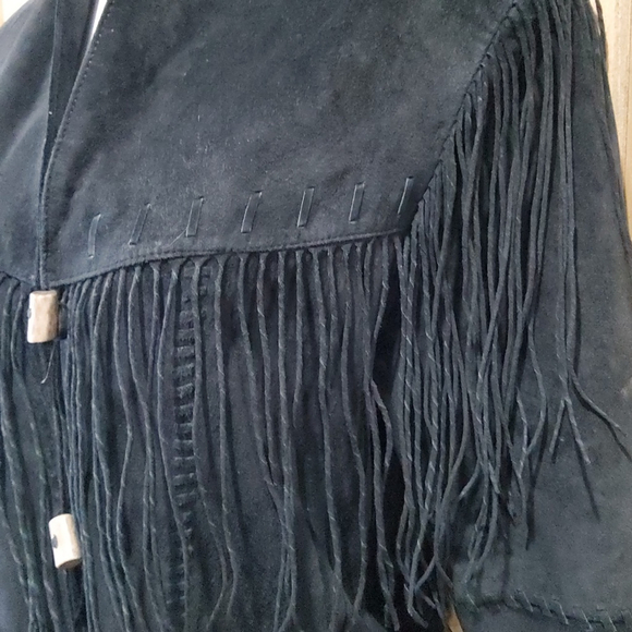 Vintage Scully Leather Fringed Shirt Jacket Black Small - Picture 3 of 12